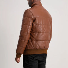 Lerus Brown Leather Bomber Jacket