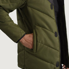 Yator Black Green Leather Hooded Jacket