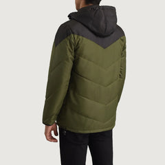 Yator Black Green Leather Hooded Jacket