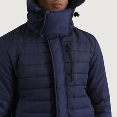 Tirus Blue Leather Hooded Jacket