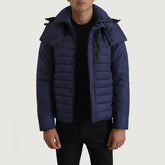 Tirus Blue Leather Hooded Jacket