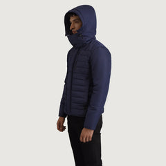 Tirus Blue Leather Hooded Jacket