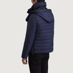 Tirus Blue Leather Hooded Jacket