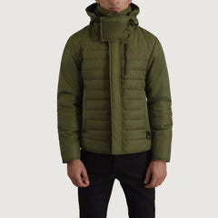Tirus Green Leather Hooded Jacket