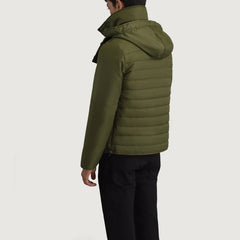 Tirus Green Leather Hooded Jacket