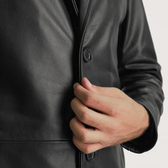 Kavas Black Leather Coat Jacket