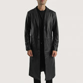 Kavas Black Leather Coat Jacket