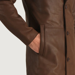 Kavas Brown Leather Coat Jacket