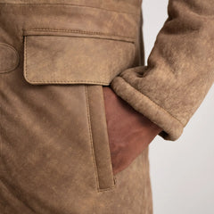 Taken Distressed Brown Leather Coat Jacket