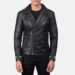 Zebon Black Leather Biker Jacket