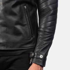 Zebon Black Leather Biker Jacket