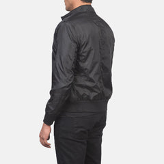 Wylin Black Leather Bomber Jacket