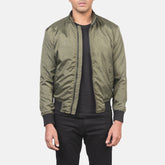 Wylin Green Leather Bomber Jacket