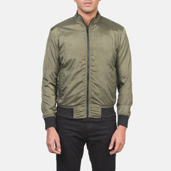 Wylin Green Leather Bomber Jacket