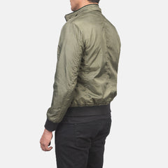 Wylin Green Leather Bomber Jacket