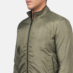 Wylin Green Leather Bomber Jacket