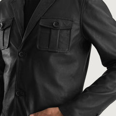 Riker Black Leather Blazer Jacket