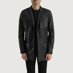 Riker Black Leather Blazer Jacket