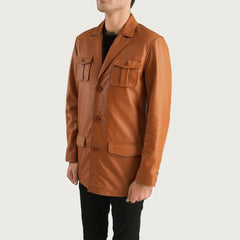 Riker Brown Leather Blazer Jacket