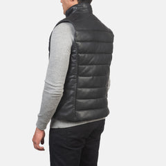 Niror Black Leather Vest Jacket