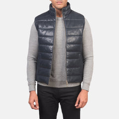 Niror Blue Leather Vest Jacket