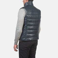 Niror Blue Leather Vest Jacket