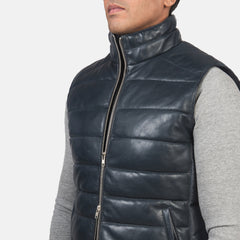 Niror Blue Leather Vest Jacket