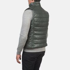 Niror Green Leather Vest Jacket