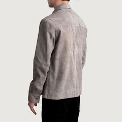 Zelean Grey Leather Shirt Jacket