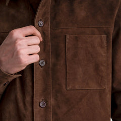 Zelean Mocha Leather Shirt Jacket