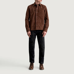 Zelean Mocha Leather Shirt Jacket