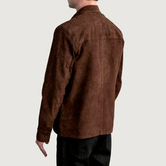 Zelean Mocha Leather Shirt Jacket