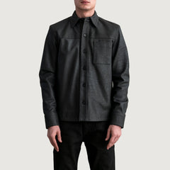 Zelean Black Leather Shirt Jacket