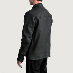 Zelean Black Leather Shirt Jacket