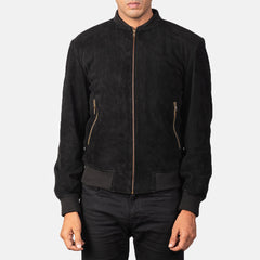 Vegel Black Suede Bomber Jacket