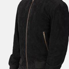 Vegel Black Suede Bomber Jacket