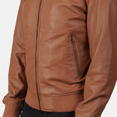 Vegel Brown Leather Bomber Jacket