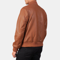 Vegel Brown Leather Bomber Jacket