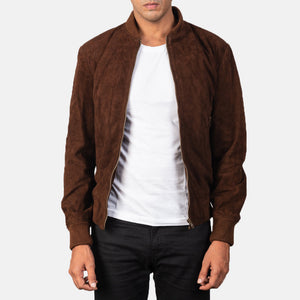 Vegel Mocha Suede Bomber Jacket