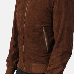 Vegel Mocha Suede Bomber Jacket