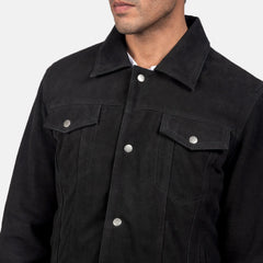 Vesus Black Suede Trucker Jacket