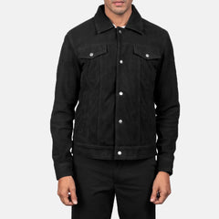 Vesus Black Suede Trucker Jacket