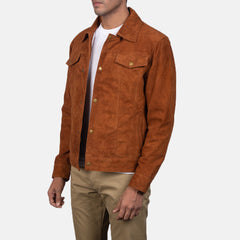 Vesus Brown Suede Trucker Jacket
