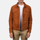 Vesus Brown Suede Trucker Jacket