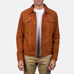 Vesus Brown Suede Trucker Jacket