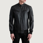 Kegan Black Leather Bomber Jacket