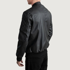 Kegan Black Leather Bomber Jacket