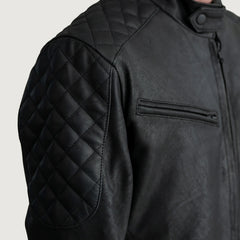 Leris Black Leather Bomber Jacket