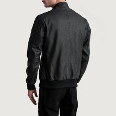 Leris Black Leather Bomber Jacket