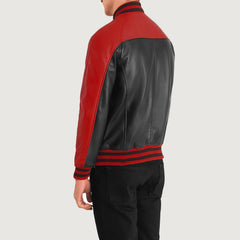 Damet Black Red Leather Varsity Jacket